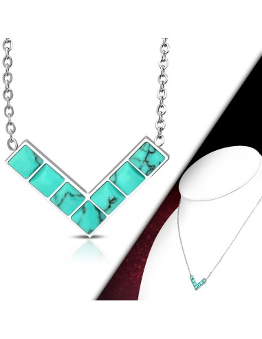 Collier bleu style turquoise en acier