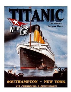 Plaque métal Le Titanic style vintage 20 cm x 30 cm