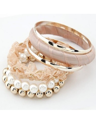 Bracelet multirangs beige