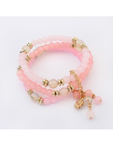 bracelet multirang perles rose