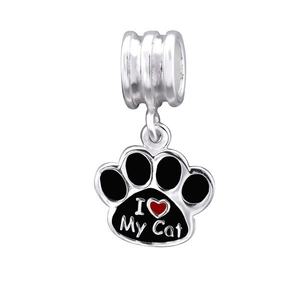 Charm Perle Patte De Chat En Argent