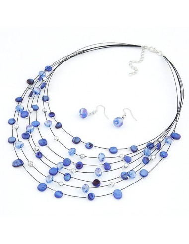 collier bleu multirangs