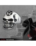 Bague gothique en acier inoxydable 'pentagram skull'