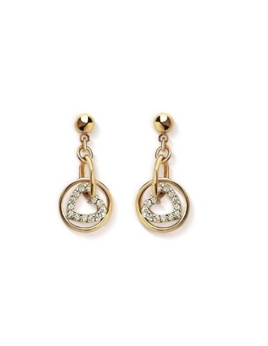 Boucles d'oreilles cœur en plaqué or et zirconium