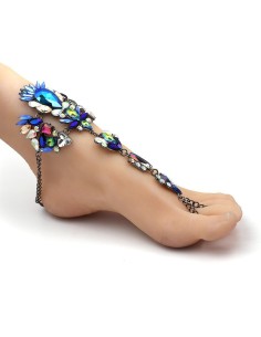 Bracelet bras ou pied en cristal bleu