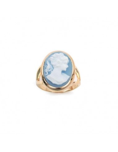 bague camé bleu plaqué or