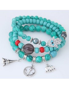 Bracelet multirangs bleu turquoise