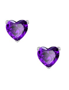 Boucles d'Oreilles Cœur violet