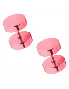 Faux piercing plug rose en acier en 8 mm
