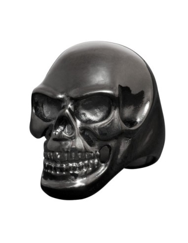 Bague skull en acier noir