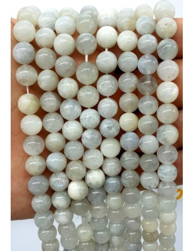 Perles de Lune Blanche en 8 mm sur fil 40 cm