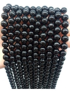 Perles Tourmaline Noire en 8 mm sur fil 40 cm