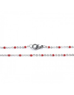 Chaîne de taille en acier et petites perles rouge
