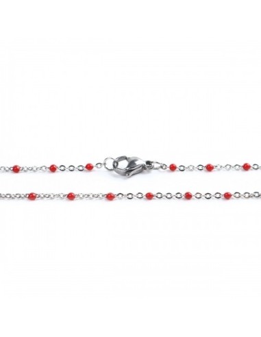 Chaîne de taille en acier  et petites perles rouge