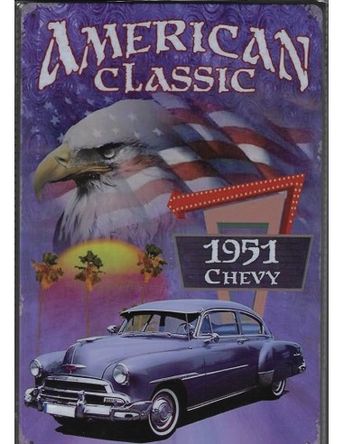 Plaque métal 1951 Chevy style vintage 20 cm x 30 cm