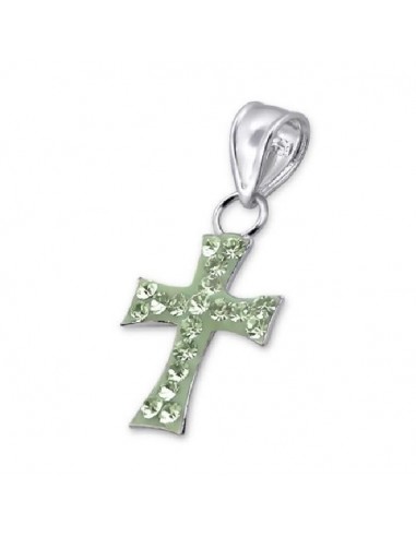 pendentif croix argent pierres vertes ariane