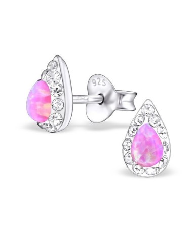 Boucles d'oreilles opale rose et argent modèle Ambregio
