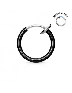 Faux piercing anneau noir 15 mm à clip