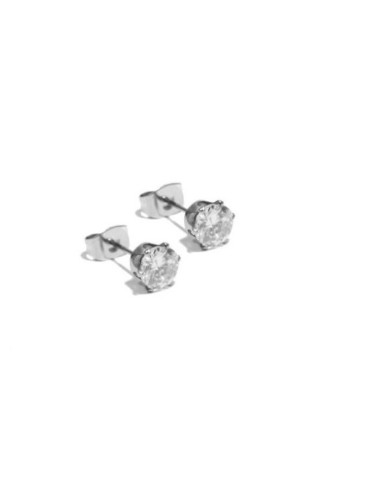 Boucles d'oreilles zirconium rose et acier