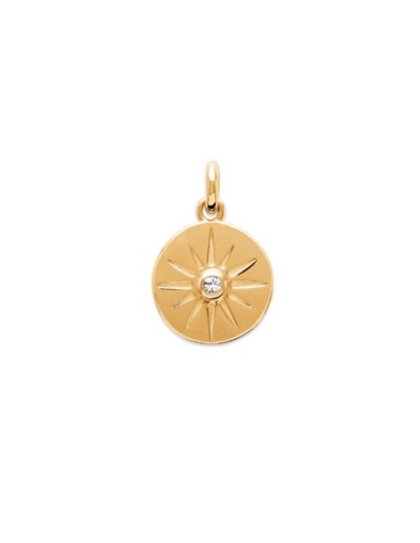 Pendentif Soleil en plaqué or et zirconium