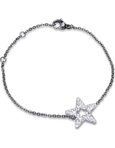 Bracelet étoile en acier et strass
