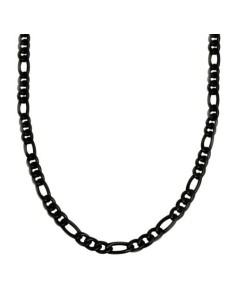 Chaîne collier maille figaro noir acier en 60 cm