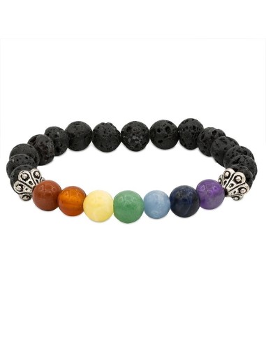 Bracelet 7 chakras et lave en 8 mm