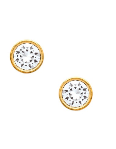 Boucles d'oreilles plaqué Or et zircones en 6 mm