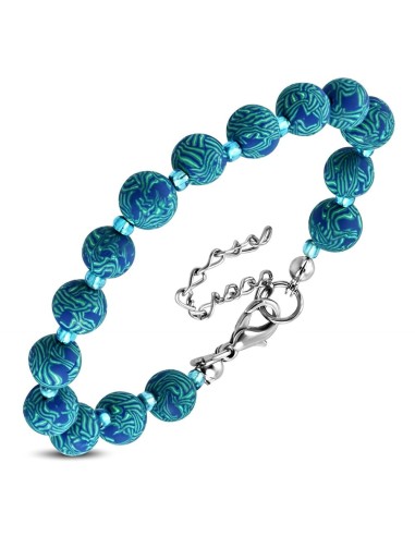 Bracelet en perles bleu en fimo