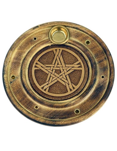 Porte encens et cônes Pentagramme en bois