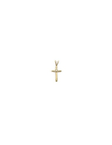 Pendentif croix en  plaqué or et zircone