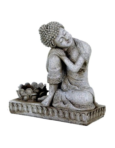 Statuette figurine bouddha gris ave bougeoir gris