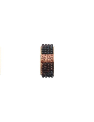 Bracelet Bois marron perles de bois en 6 mm