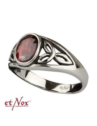 Bague en acier et zircone rouge etNox