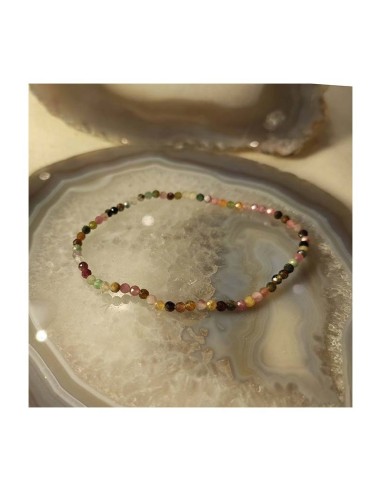 Bracelet tourmaline multicolore perle en  2 mm