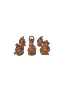 Figurines 6 mini bouddhas couleur bois