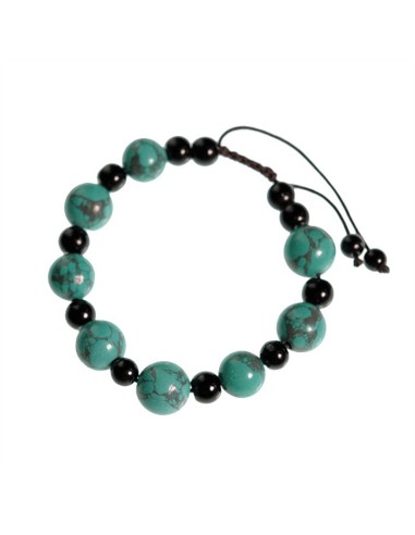 Bracelet Turquoise et agate noire