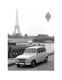 Plaque métal Renault 4 bord de Seine 20 cm x 30 cm