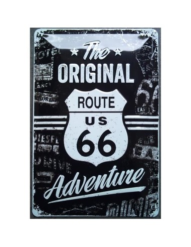 Plaque métal Route 66  The Original Adventure 20 cm x 30 cm