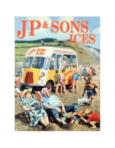 JP & Sons Ices Publicité Plaque en métal style vintage 20 cm x 30 cm