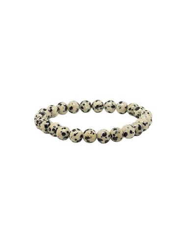 Bracelet jaspe dalmatien en 6 mm pierres naturelles