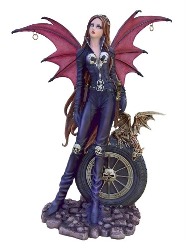 Statuette figurine fée elfe dragon et sa roue