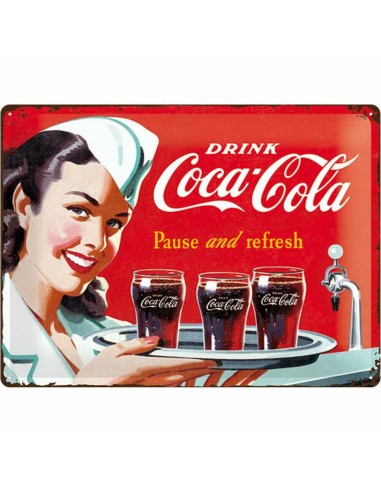 Plaque métal Coca Cola 40 cm x 30 cm