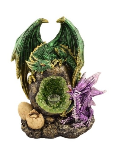 Figurine deux dragons vert et violet
