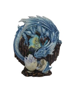 Figurine dragon bleu et son dragonnet