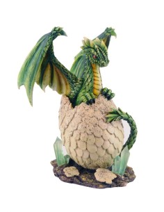 Figurine dragon vert dans son œuf