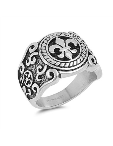 Bague fleur de lys en acier
