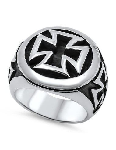 Bague Croix de Malte en acier modèle  Anasode