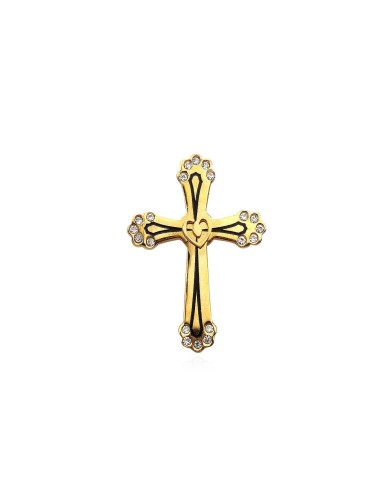 Pendentif croix en acier doré