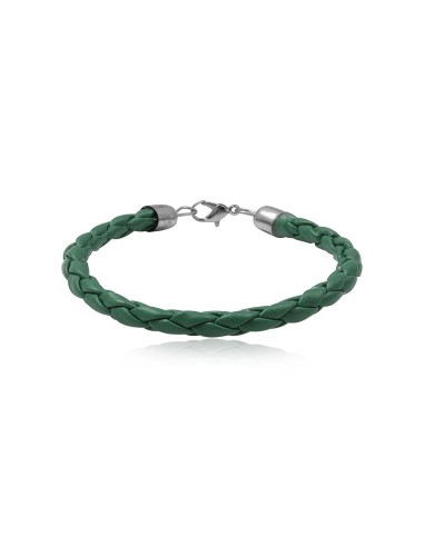Bracelet de cuir vert tressé